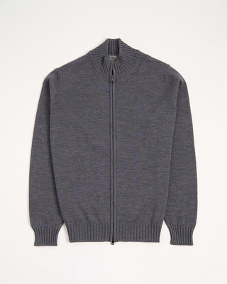 Ferrante 100% Merino Wool 7 Gauge Full Zip Cardigan Grey 8 3034