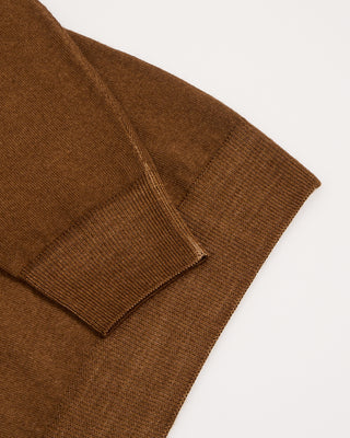 Ferrante Cognac 12 Gauge Quarter Zip Frosted Garment Dyed Wool Sweater Cognac 1 2955