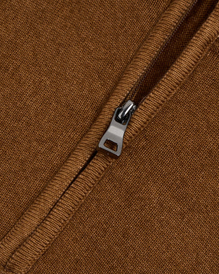 Ferrante Cognac 12 Gauge Quarter Zip Frosted Garment Dyed Wool Sweater Cognac 2 2954