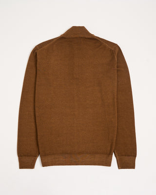 Ferrante Cognac 12 Gauge Quarter Zip Frosted Garment Dyed Wool Sweater Cognac 6 2996
