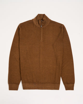 Ferrante Cognac 12 Gauge Quarter Zip Frosted Garment Dyed Wool Sweater Cognac 7 2995