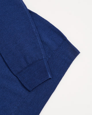 Ferrante Blue 12 Gauge Quarter Zip Frosted Garment Dyed Wool Sweater Blue 1 3145