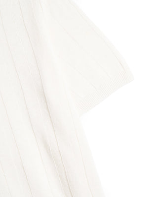 Ferrante Wide Rib Cotton Johnny Collar Polo White 4 8313