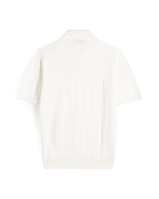 Ferrante Wide Rib Cotton Johnny Collar Polo White 6 8314