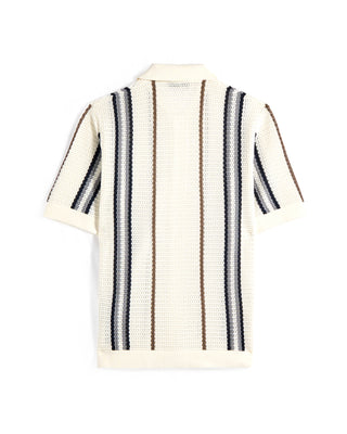 Ferrante Summer In Muskoka Striped Knit Shirt White 9 8553