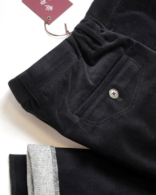 Echizenya Micro Cord Down Infused Drawstring Casual Pants Black  6