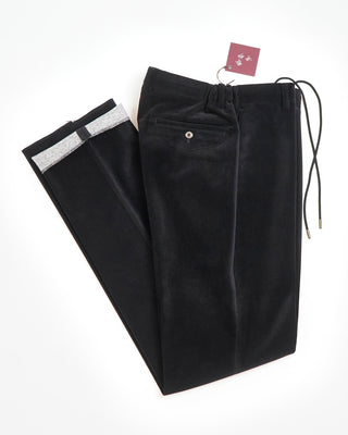 Echizenya Micro Cord Down Infused Drawstring Casual Pants Black  7