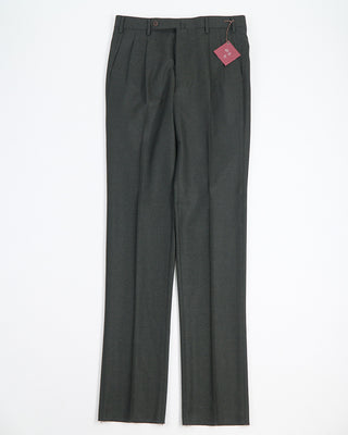 Echizenya Pleated Super 100s Saxony Trousers Green 1683