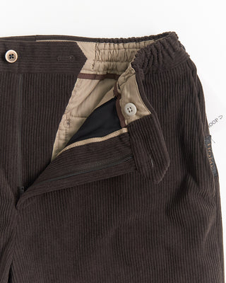 Echizenya Wide Fit Technical Medium Wale Corduroy Casual Pants Chocolate 1983