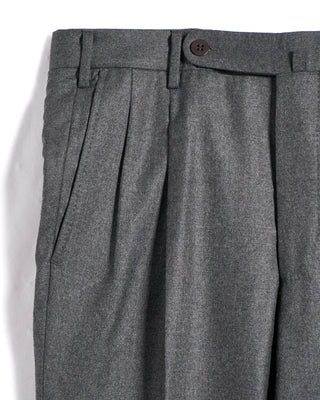 Echizenya Super 120s Light Flannel Double Pleated Dress Pants Grey 51 3545