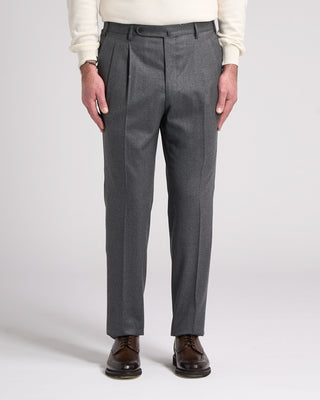 Echizenya Super 120s Light Flannel Double Pleated Dress Pants Grey 7 5798