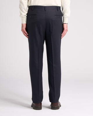 Echizenya Super 120s Light Flannel Double Pleated Dress Pants Navy 17 5815
