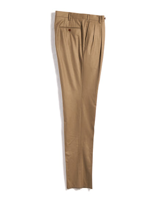 Echizenya Super 120s Light Flannel Double Pleated Dress Pants Khaki 9 3538