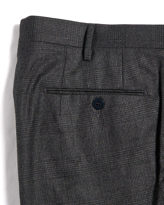 Echizenya Prince Of Wales Super 120s Light Flannel Double Pleated Dress Pants Navy 6 3523