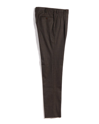 Echizenya Prince Of Wales Super 120s Light Flannel Double Pleated Dress Pants Chestnut 15 3530