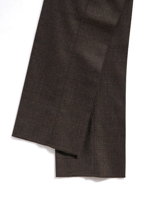 Echizenya Prince Of Wales Super 120s Light Flannel Double Pleated Dress Pants Chestnut 17 3532