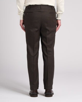 Echizenya Prince Of Wales Super 120s Light Flannel Double Pleated Dress Pants Chestnut 14 5788