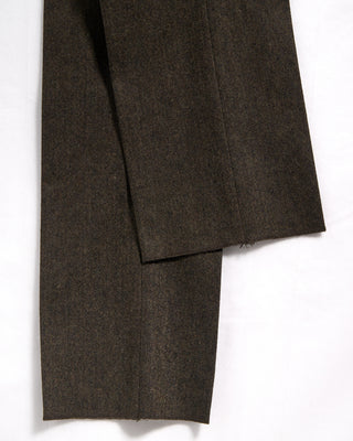 Echizenya Melange Homespun Wool Blend Double Pleated Dress Pant Olive  Brown 8 3547