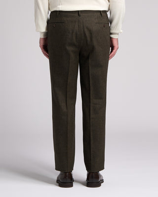 Echizenya Melange Homespun Wool Blend Double Pleated Dress Pant Olive  Brown 7 5734