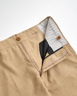 Echizenya Chambray Oxford Stretch Linen Tech Trousers Sand 862