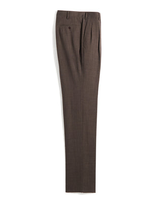 Echizenya Wool Crêpe Double Pleated Dress Trousers Olive 11 10636