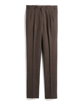 Echizenya Wool Crêpe Double Pleated Dress Trousers Olive 6 10633
