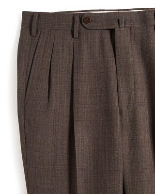 Echizenya Wool Crêpe Double Pleated Dress Trousers Olive 7 10634