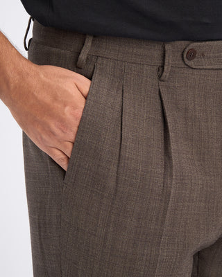 Echizenya Wool Crêpe Double Pleated Dress Trousers Olive 6 10943