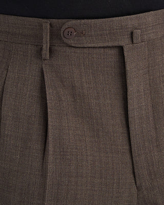 Echizenya Wool Crêpe Double Pleated Dress Trousers Olive 7 10942