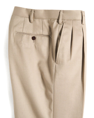 Echizenya Super 140s Wool Denim Effect Trousers Taupe 10 10631