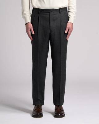 Echizenya Prince Of Wales Super 120's Light Flannel Double Pleated Dress Pants