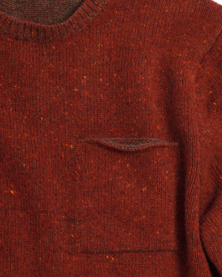 Inis Meáin Wool Kashmir Donegal Double Cuff Crewneck Sweater Red 0 3