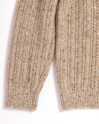 Inis Meáin Wool Cashmere Donegal Patent Aran Cable Crewneck Sweater Beige 0 3