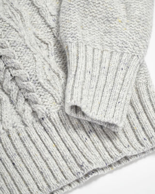 Inis Meáin Wool Cashmere Donegal Aran Cable Crewneck Sweater Silver 0 1