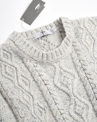 Inis Meáin Wool Cashmere Donegal Aran Cable Crewneck Sweater Silver 0 3