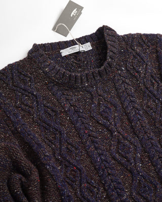 Inis Meáin Wool Cashmere Donegal Classic Aran Cable Crewneck Sweater Multi 0 3