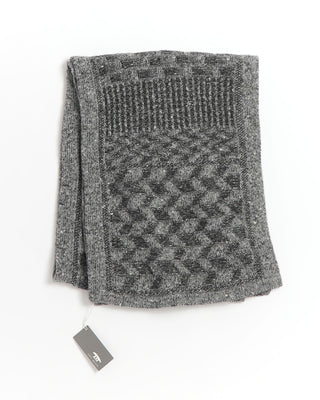 Inis Meáin Wool Cashmere Donegal Stonewall Knit Scarf Grey  Black 0