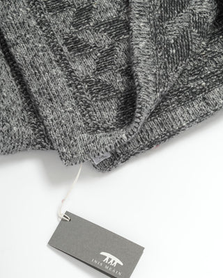 Inis Meáin Wool Cashmere Donegal Stonewall Knit Scarf Grey  Black 0 2