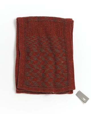 Inis Meáin Wool Cashmere Donegal Stonewall Knit Scarf Red 0