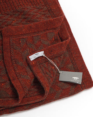 Inis Meáin Wool Cashmere Donegal Stonewall Knit Scarf Red 0 2
