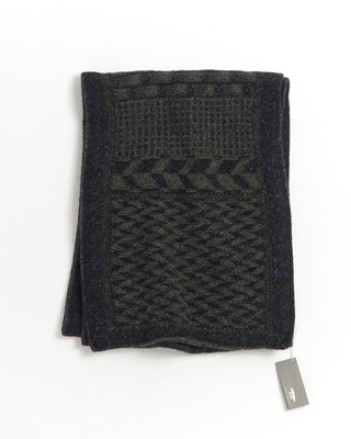 Inis Meáin Wool Cashmere Donegal Stonewall Knit Scarf Olive 0