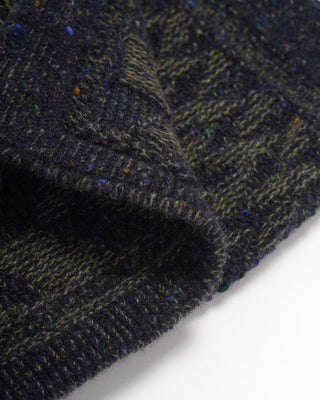 Inis Meáin Wool Cashmere Donegal Stonewall Knit Scarf Olive 0 1