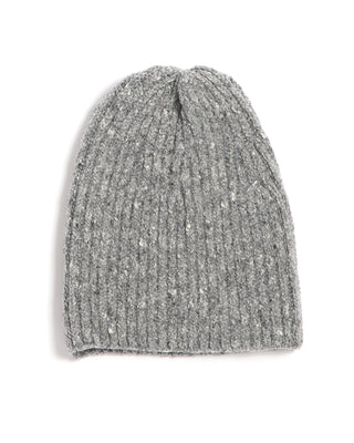 Inis Meáin Wool Cashmere Donegal Classic Ribbed Fishermans Beanie Hat Grey 0