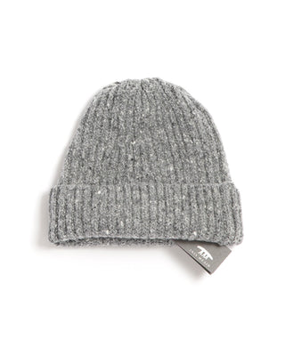 Inis Meáin Wool Cashmere Donegal Classic Ribbed Fishermans Beanie Hat Grey 0 2