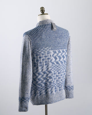 Inis Meain Wool Cashmere Claíochaí Crewneck Sweater Navy  White 