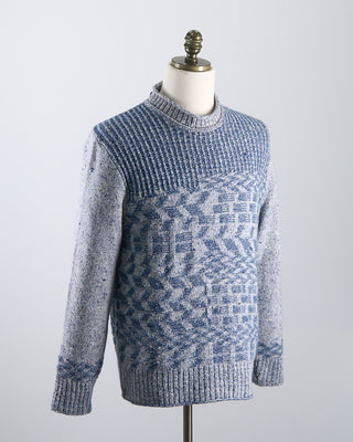 Inis Meain Wool Cashmere Claíochaí Crewneck Sweater Navy  White  1
