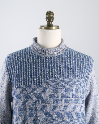 Inis Meain Wool Cashmere Claíochaí Crewneck Sweater Navy  White  2