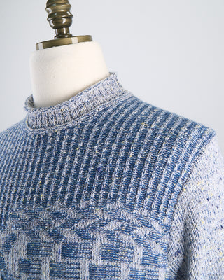 Inis Meain Wool Cashmere Claíochaí Crewneck Sweater Navy  White  3