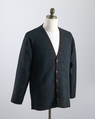 Inis Meain Fíodoír Wool Cashmere Cardigan Teal 