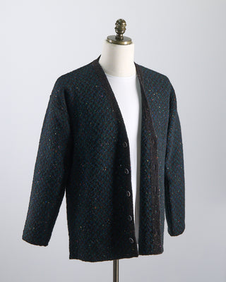 Inis Meain Fíodoír Wool Cashmere Cardigan Teal  1